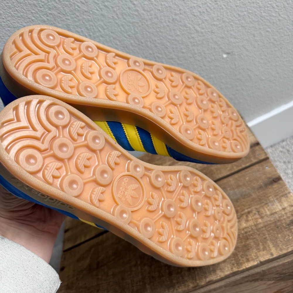 NWT adidas Gazelle Indoor Shoe Blue / Pure Sulfur / Gum Sneaker Mens sz 8.5 - Picture 7 of 8